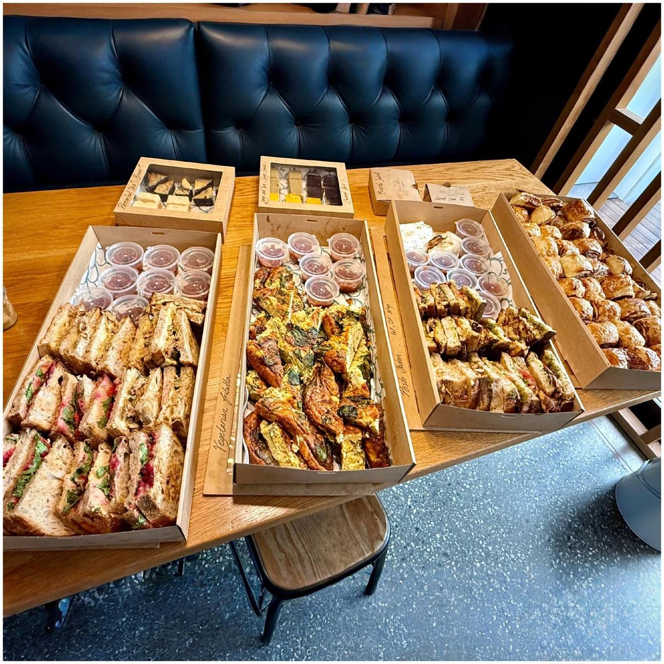 Heritage Coffee catering boxes, seen from above