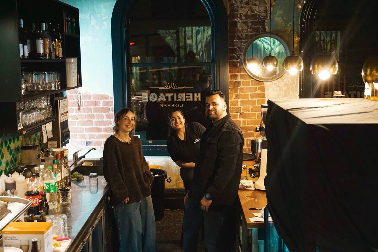 Three of the Heritage Coffee team behind the bar
