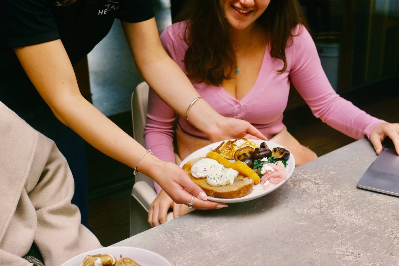 A plate arriving at a regular's table